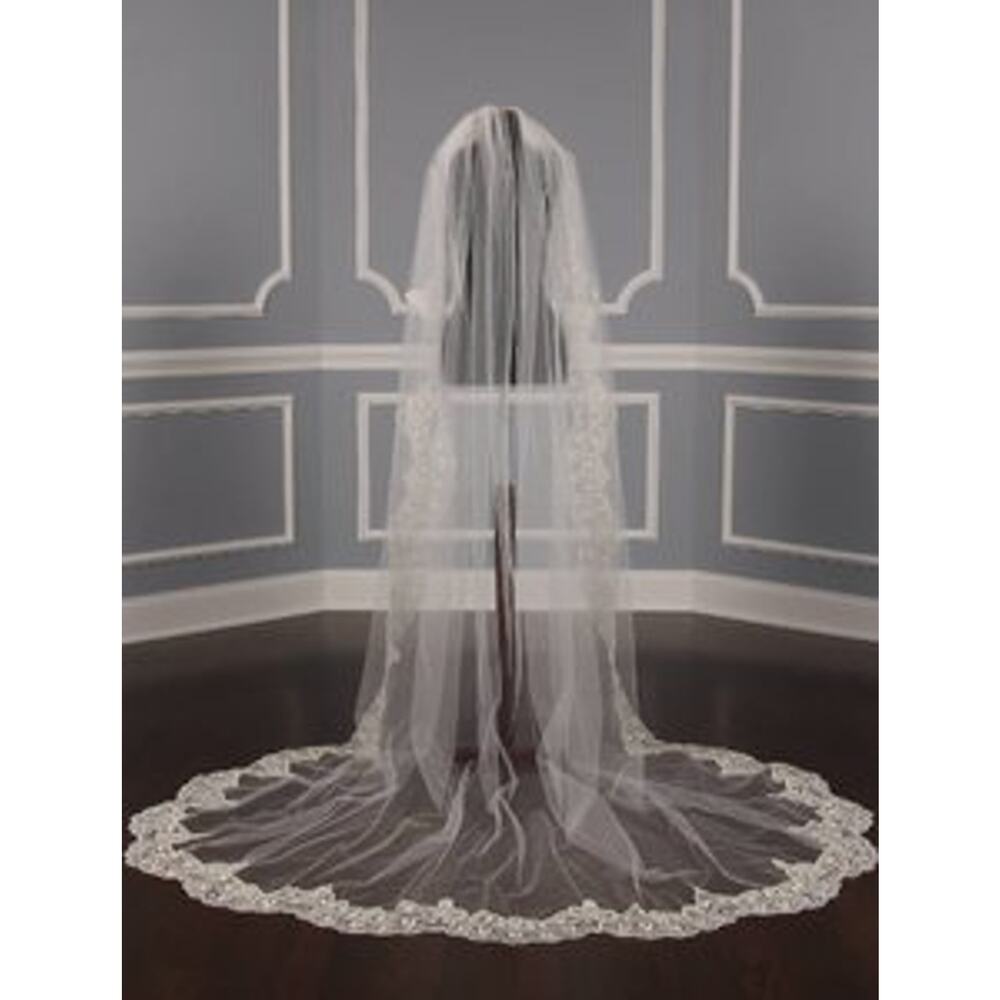 St. Pucchi M9312 Diamond White Gold Chapel Embroidered Wedding Bridal Veil